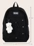 Knot Decor Side Pocket Backpack With Bag Charm