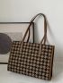 Houndstooth Pattern Shoulder Tote Bag