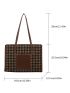 Houndstooth Pattern Shoulder Tote Bag