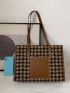 Houndstooth Pattern Shoulder Tote Bag