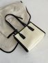 Letter Graphic Contrast Binding Shoulder Bag