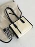 Letter Graphic Contrast Binding Shoulder Bag