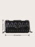 Studded Decor Flap Chain Square Bag