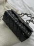 Studded Decor Flap Chain Square Bag