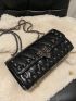 Studded Decor Flap Chain Square Bag