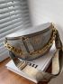 Mini Croc Embossed Chain Decor Fanny Pack