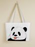 Cartoon Panda Graphic Shoulder Tote Bag