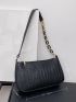 Mini Croc Embossed Chain Baguette Bag