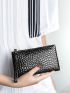 Artificial Patent Leather Crocodile Embossed Purse