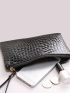 Artificial Patent Leather Crocodile Embossed Purse