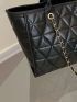 Chain Detail Quilted Top Handle Bag