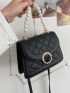 Mini Faux Pearl Decor Quilted Satchel Bag