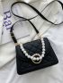 Mini Faux Pearl Decor Quilted Satchel Bag