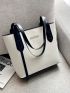 Letter Graphic Shoulder Tote Bag