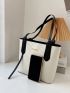 Letter Graphic Shoulder Tote Bag