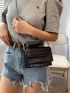 Mini Minimalist Croc Embossed Chain Square Bag