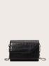 Mini Minimalist Croc Embossed Chain Square Bag