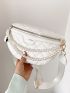 Faux Pearl Decor Quilted Fanny Pack