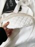 Faux Pearl Decor Quilted Fanny Pack