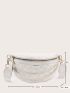 Faux Pearl Decor Quilted Fanny Pack