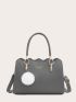 Faux Leather Scalloped Handbag