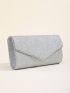 Glitter Metal Decor Flap Evening Bag