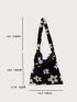 Floral Graphic Fluffy Baguette Bag