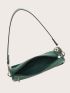 Crocodile Embossed Artificial Patent Leather Baguette Bag