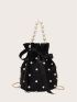 Mini Faux Pearl & Rhinestone Decor Bucket Bag