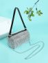 Mini Allover Rhinestone Decor Shoulder Bag