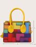 Mini Colorblock Double Handle Square Bag