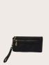 Zipper Long Wallet With Wristlet