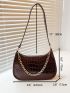 Crocodile Embossed Baguette Bag