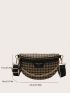 Houndstooth Graphic Chain Decor Fanny Pack