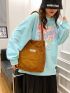 Letter Patch Corduroy Shoulder Bag