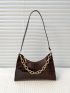 Crocodile Embossed Chain Baguette Bag