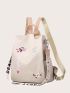 Letter & Floral Embroidery Large Capacity Backpack