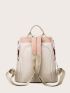 Letter & Floral Embroidery Large Capacity Backpack