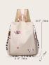 Letter & Floral Embroidery Large Capacity Backpack