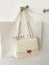 Minimalist Quilted Chain Flap Square Bag