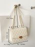 Minimalist Quilted Chain Flap Square Bag