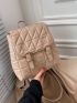 Quilted Buckle Decor Flap Backpack