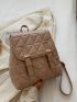 Quilted Buckle Decor Flap Backpack