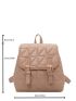 Quilted Buckle Decor Flap Backpack