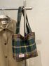 Tartan Large Capacity Tote Bag