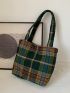 Tartan Large Capacity Tote Bag