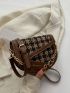 Mini Houndstooth Pattern Flap Saddle Bag