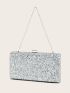 Allover Sequin Decor Chain Box Bag