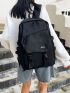 Buckle Decor Letter Graphic Backpack