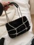 Rhinestone Decor Fuzzy Square Bag